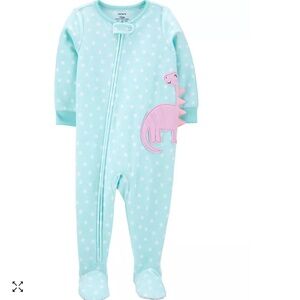 NEW Toddler Girl 1-Piece Dinosaur Fleece Footie PJs 2T